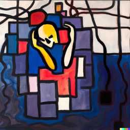 a representation of anxiety, painting by Piet Mondrian generated by DALL·E 2